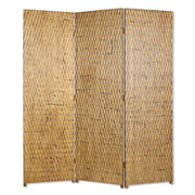 63" X 72" Gold Wood 3 Panel Screen-Room Dividers-DECOROLALA