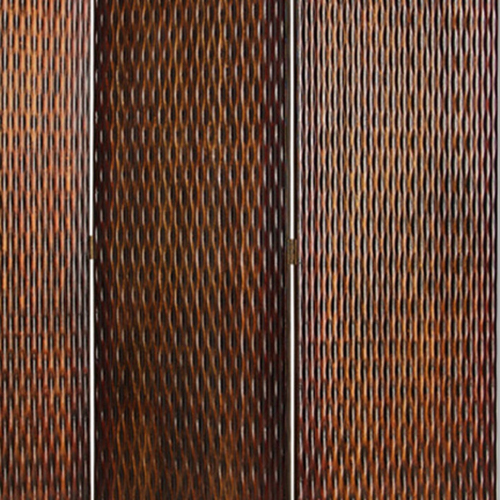 1" X 63" X 72" Brown Wood 3 Panel Screen-Room Dividers-DECOROLALA