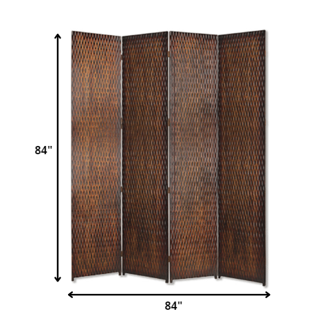 84" X 84" Brown Wood Screen-Room Dividers-DECOROLALA