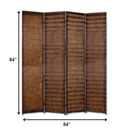 84" X 84" Brown Wood Screen-Room Dividers-DECOROLALA
