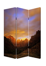 48 X 72 Multi Color Wood Canvas Desert Screen-Room Dividers-DECOROLALA
