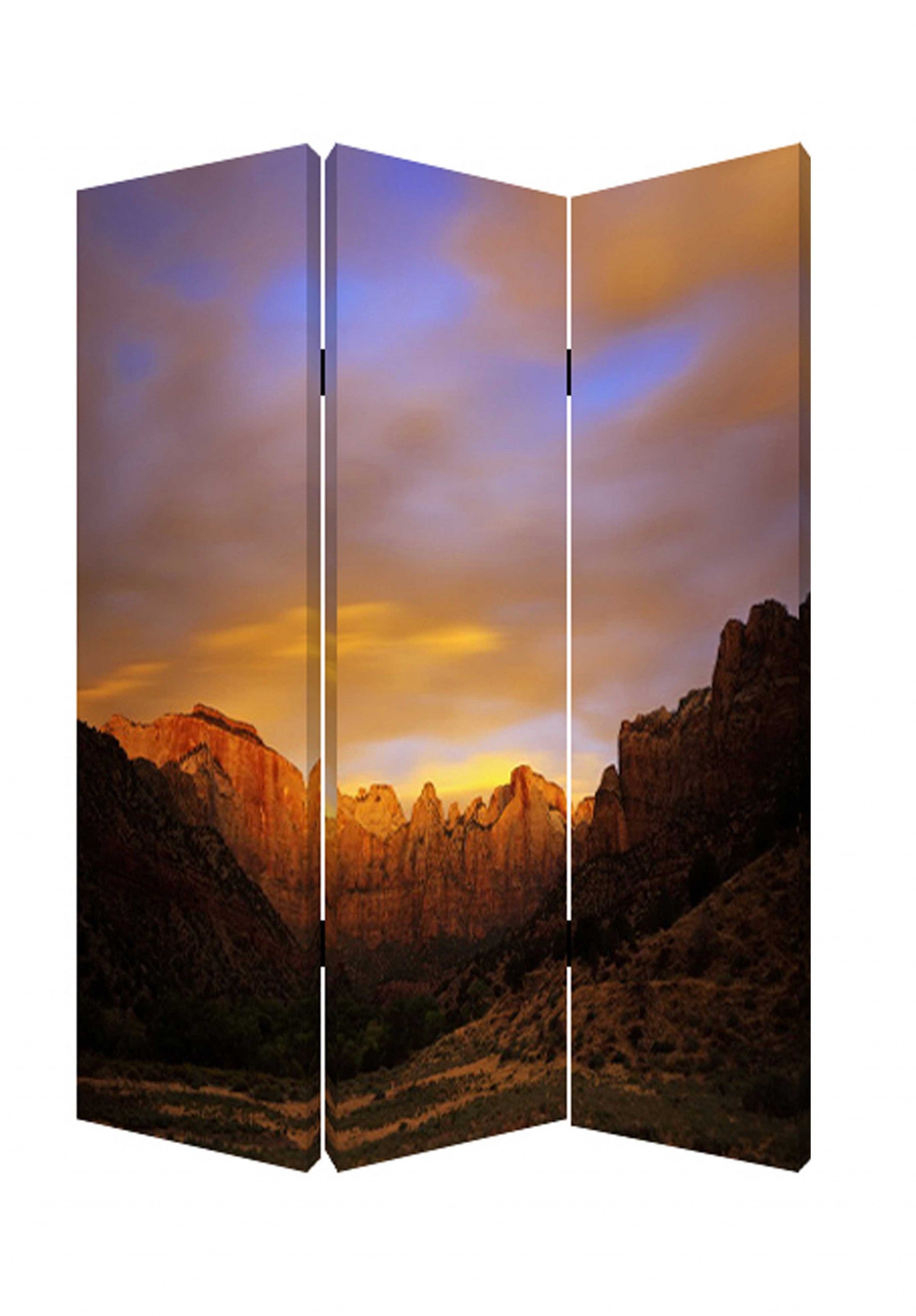 48 X 72 Multi Color Wood Canvas Desert Screen-Room Dividers-DECOROLALA