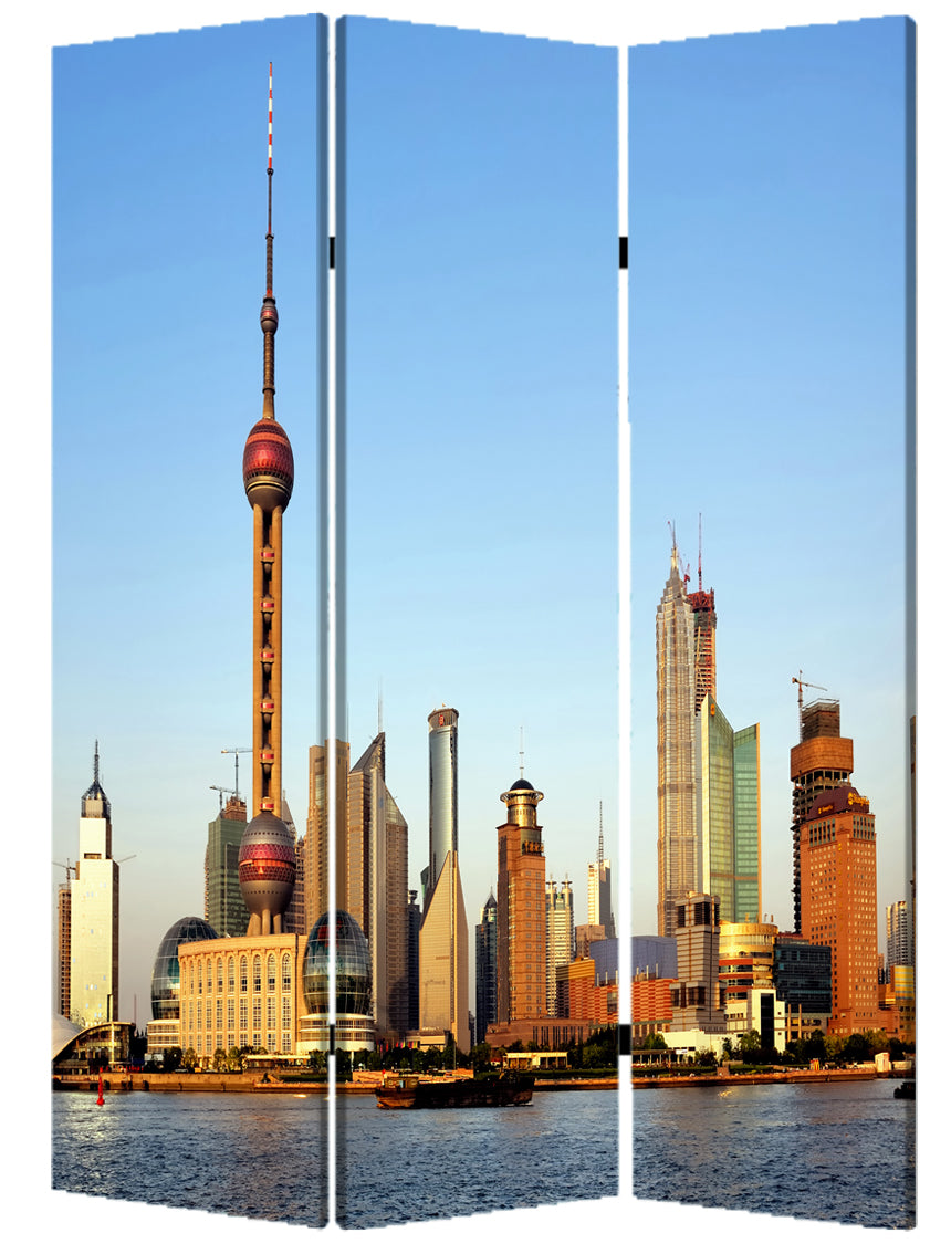 48" X 72" Multi Color Wood Canvas China Screen-Room Dividers-DECOROLALA