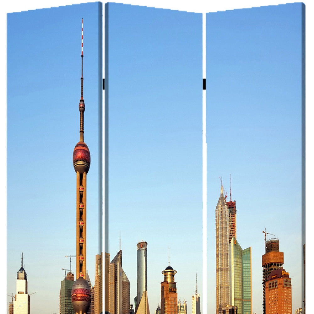 48" X 72" Multi Color Wood Canvas China Screen-Room Dividers-DECOROLALA