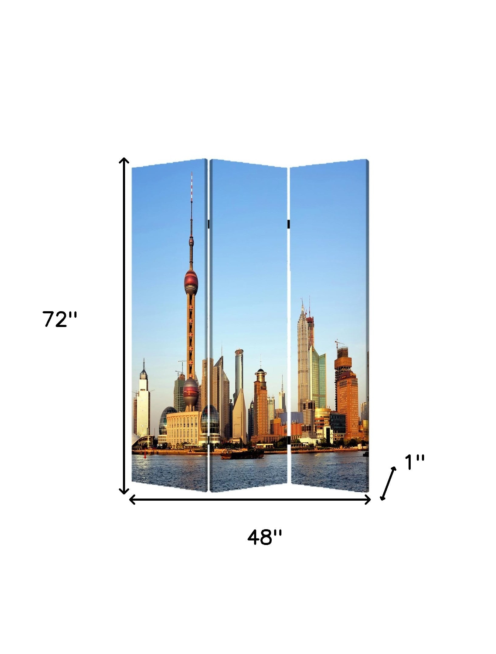48" X 72" Multi Color Wood Canvas China Screen-Room Dividers-DECOROLALA