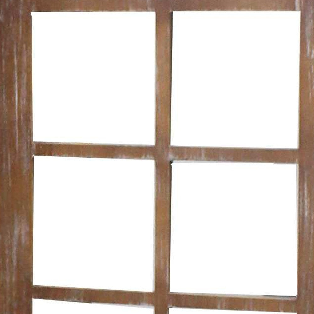 63 X 84 Brown Wood Mirror Screen-Room Dividers-DECOROLALA