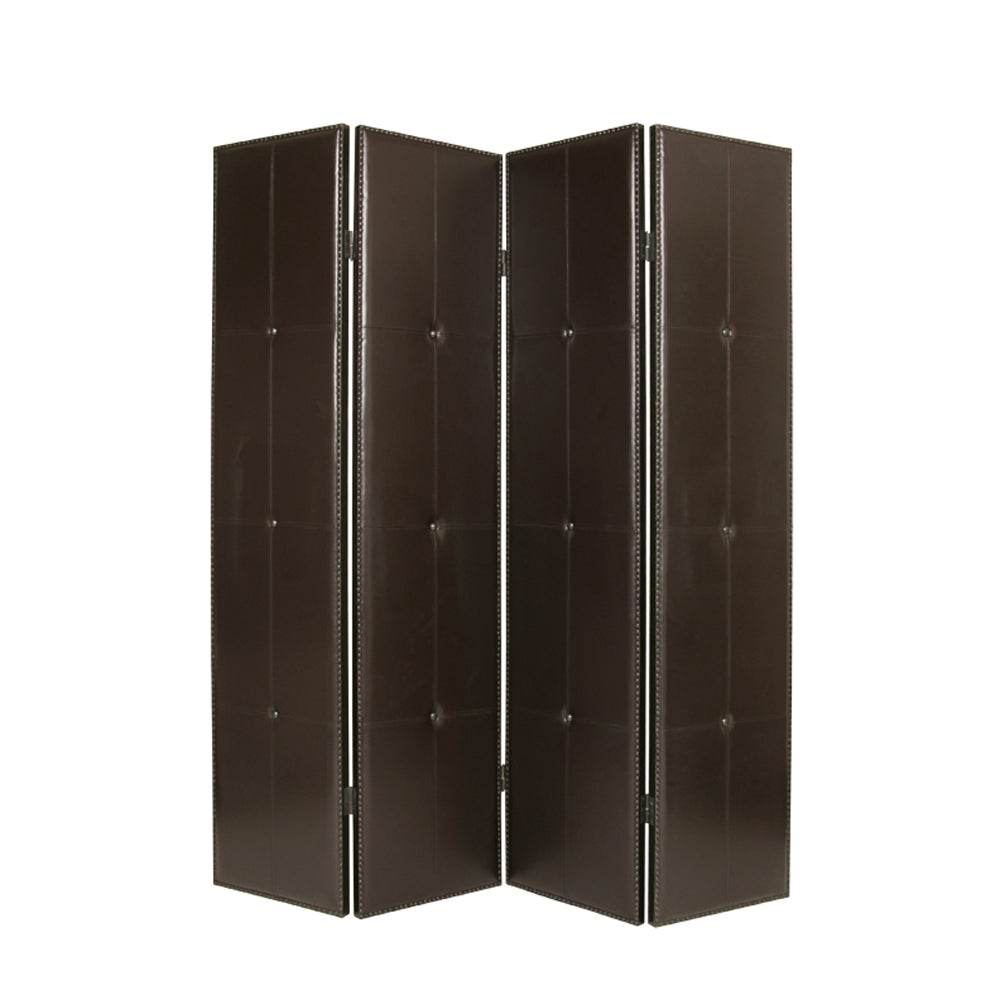 76" X 84" Brown Faux Leather Screen-Room Dividers-DECOROLALA