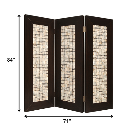 71" X 84" Brown Wood Screen-Room Dividers-DECOROLALA