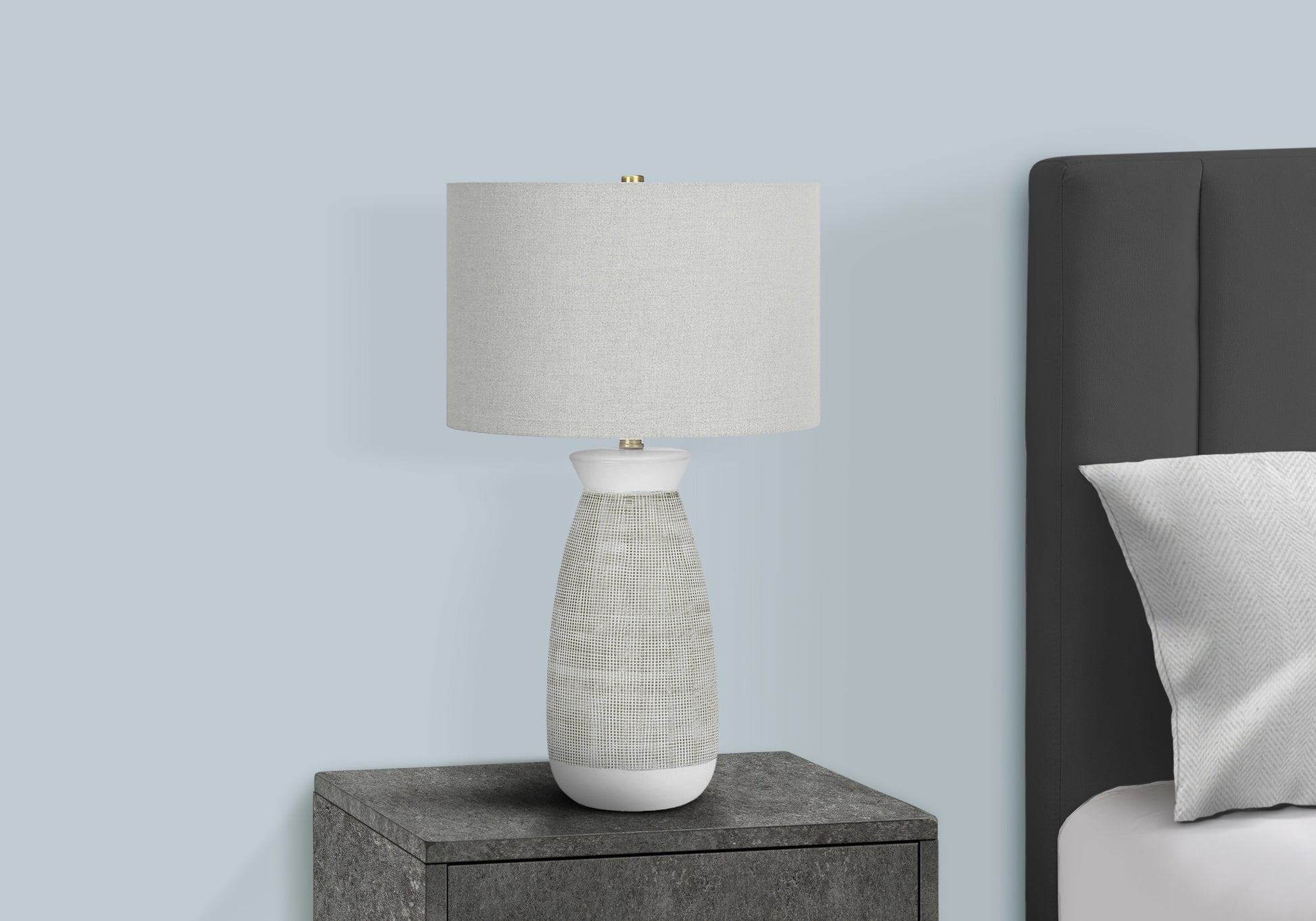 27"H Cream Ceramic Table Lamp with Beige Shade-Lighting-DECOROLALA
