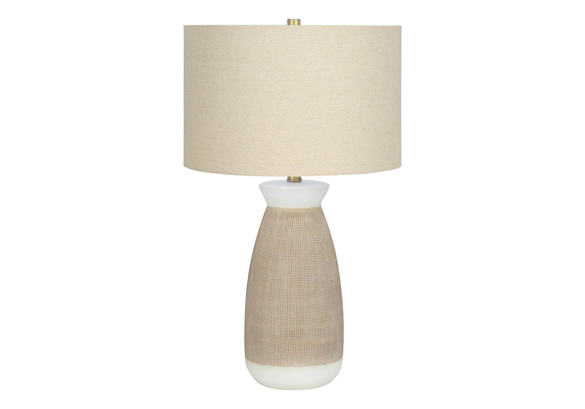 27"H Cream Ceramic Table Lamp with Beige Shade-Lighting-DECOROLALA