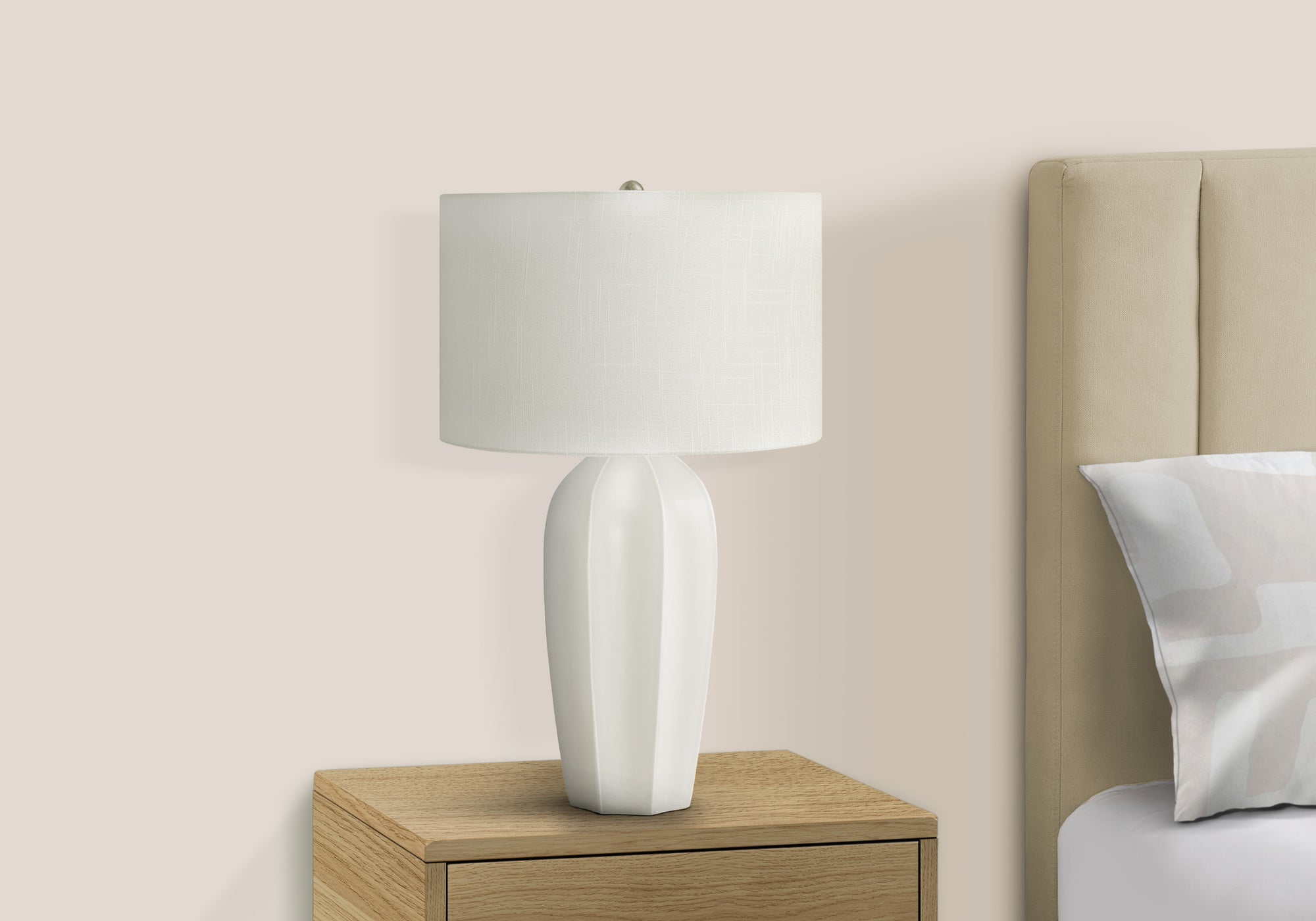 27"H Cream Ceramic Table Lamp with Ivory Shade-Lighting-DECOROLALA