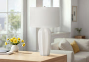 27"H Cream Ceramic Table Lamp with Ivory Shade-Lighting-DECOROLALA