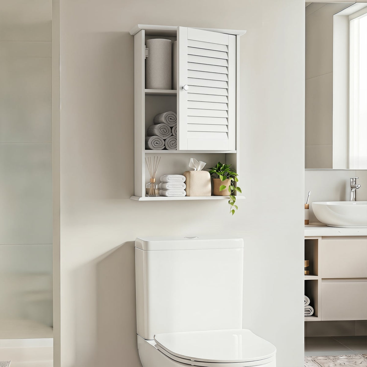 27.5 Inch H Wall Hanging Bathroom Storage Cabinet-Wall Cabinets-DECOROLALA