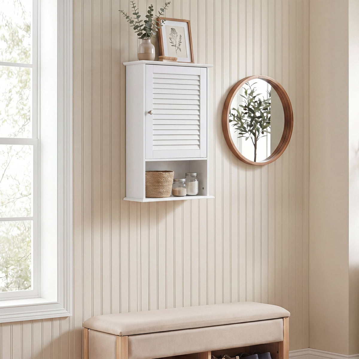 27.5 Inch H Wall Hanging Bathroom Storage Cabinet-Wall Cabinets-DECOROLALA