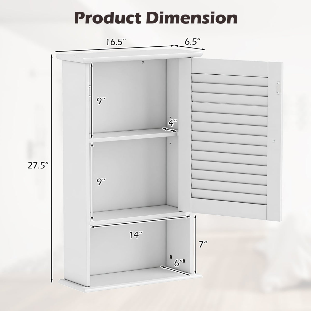 27.5 Inch H Wall Hanging Bathroom Storage Cabinet-Wall Cabinets-DECOROLALA