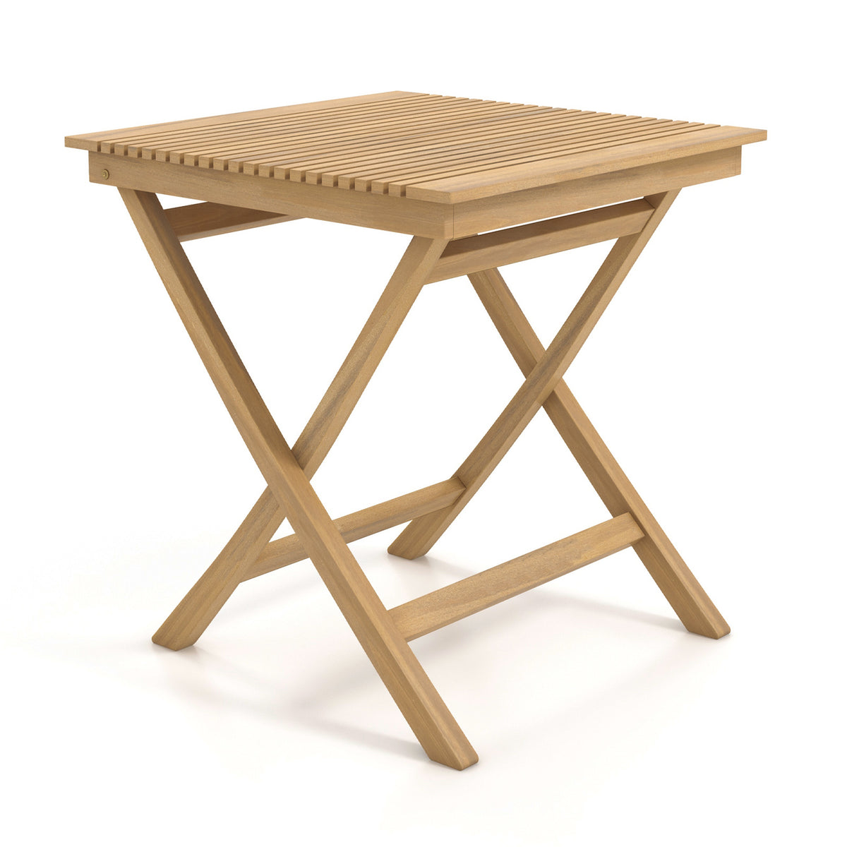 27.5 Inch Patio Bistro Table with Slatted Tabletop and Sturdy Wood Frame-Patio Coffee Tables-DECOROLALA