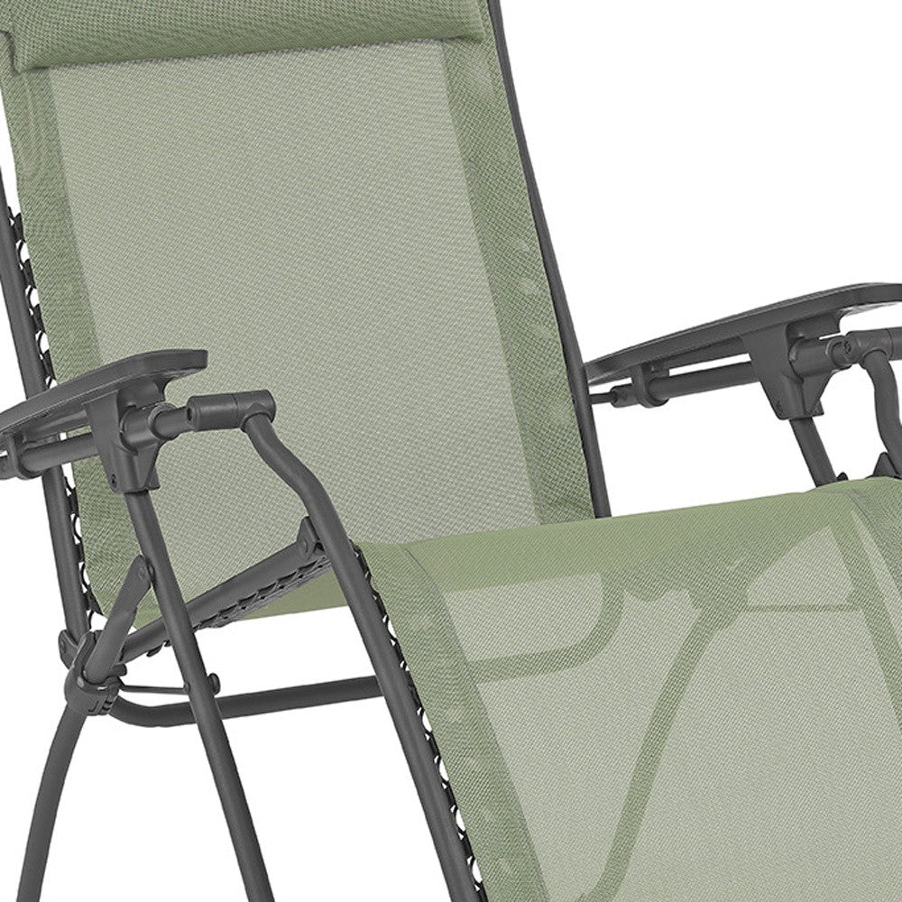 28" Beige and Gray Metal Zero Gravity Chair-Outdoor Chairs-DECOROLALA