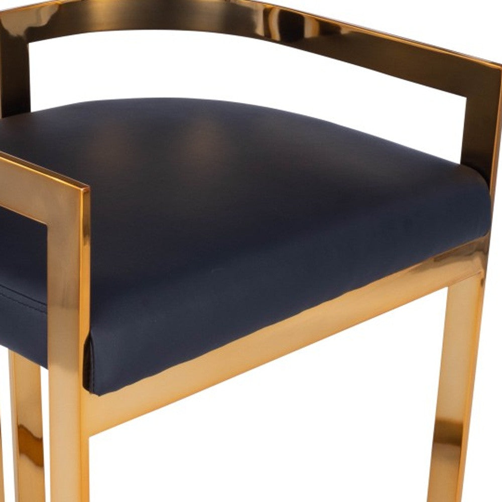 28" Black and Gold Iron Low Back Counter Height Bar Chair-Bar Chairs-DECOROLALA