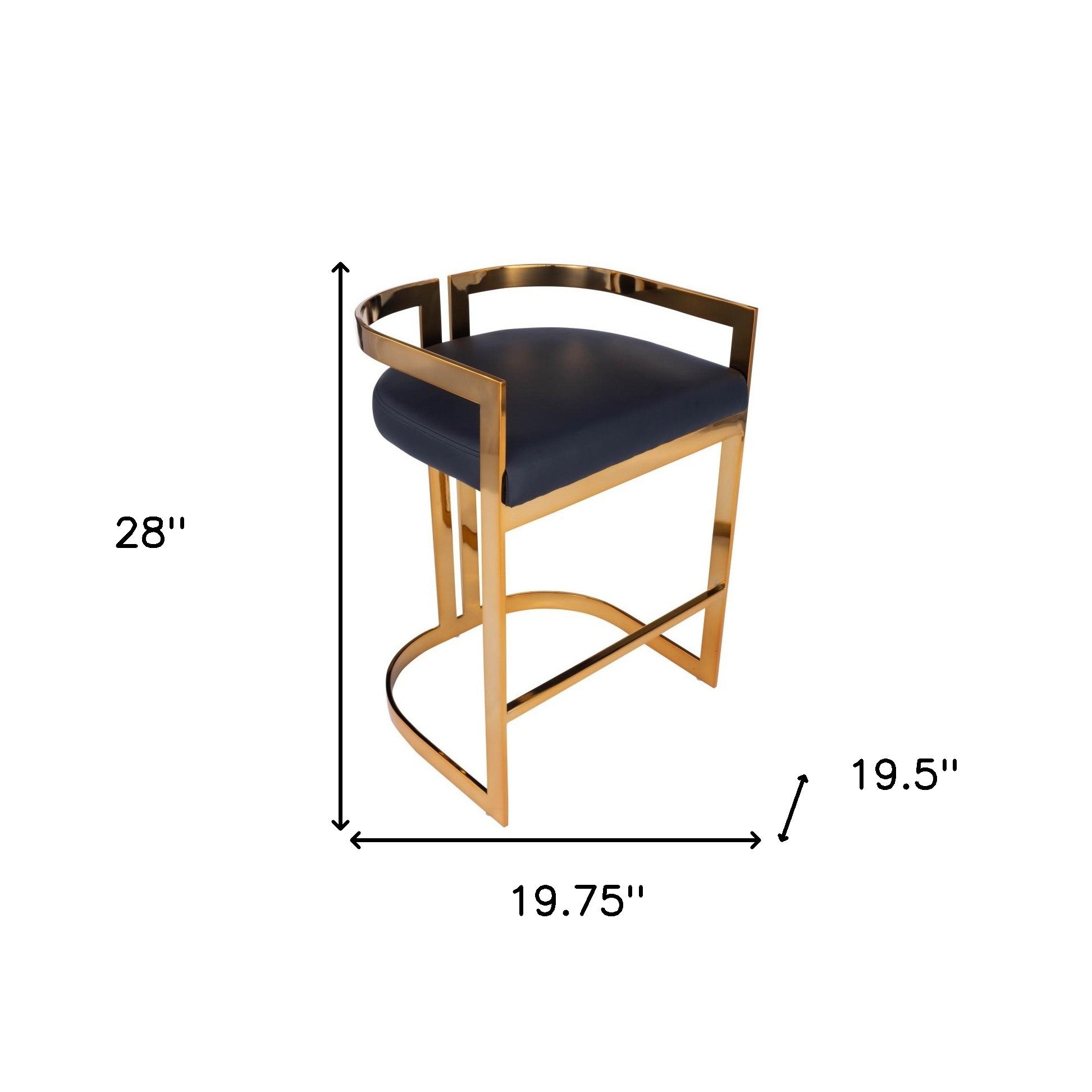 28" Black and Gold Iron Low Back Counter Height Bar Chair-Bar Chairs-DECOROLALA