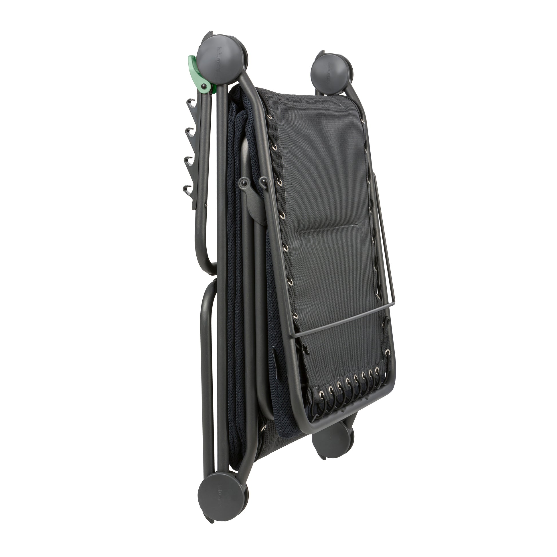 28" Black and Steel Outdoor Chaise Lounge with Black Cushion-Outdoor Chairs-DECOROLALA