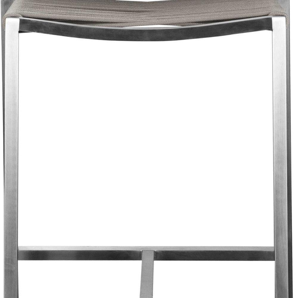 28" Brown And Silver Stainless Steel Low Back Bar Height Bar Chair-Bar Chairs-DECOROLALA