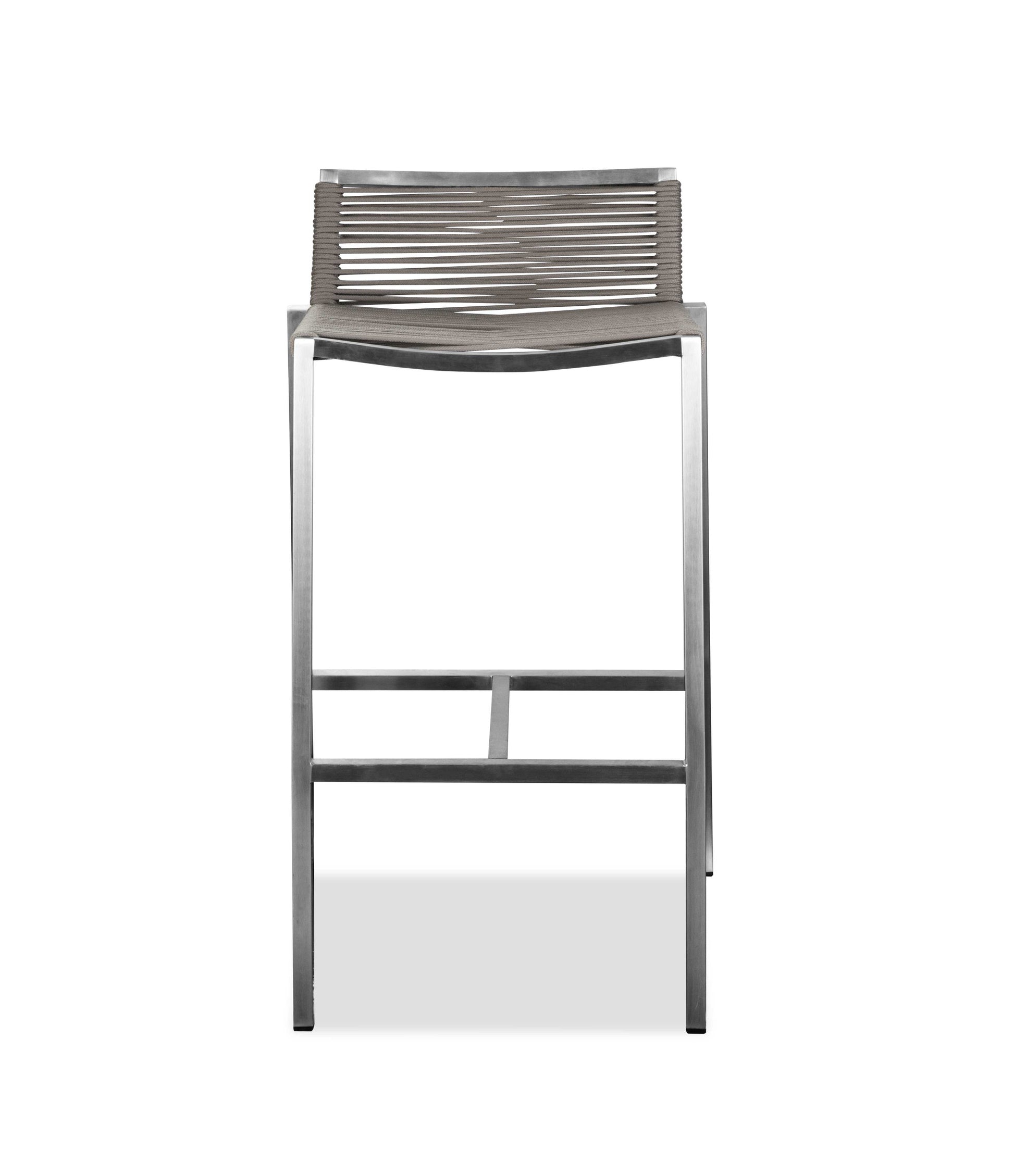 28" Brown And Silver Stainless Steel Low Back Bar Height Bar Chair-Bar Chairs-DECOROLALA