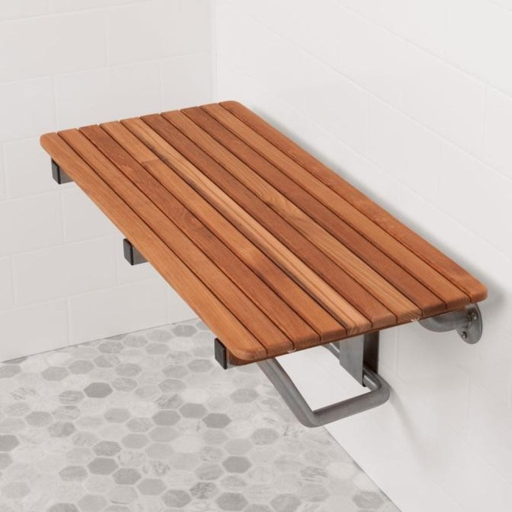 28" Brown Premium Wall Mount Teak Shower Bench-Shower Benches-DECOROLALA