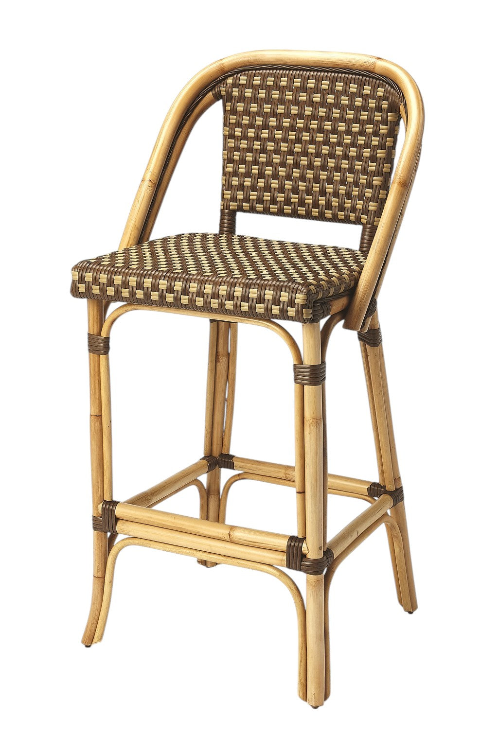 28" Brown Rattan Counter Height Bar Chair-Bar Chairs-DECOROLALA