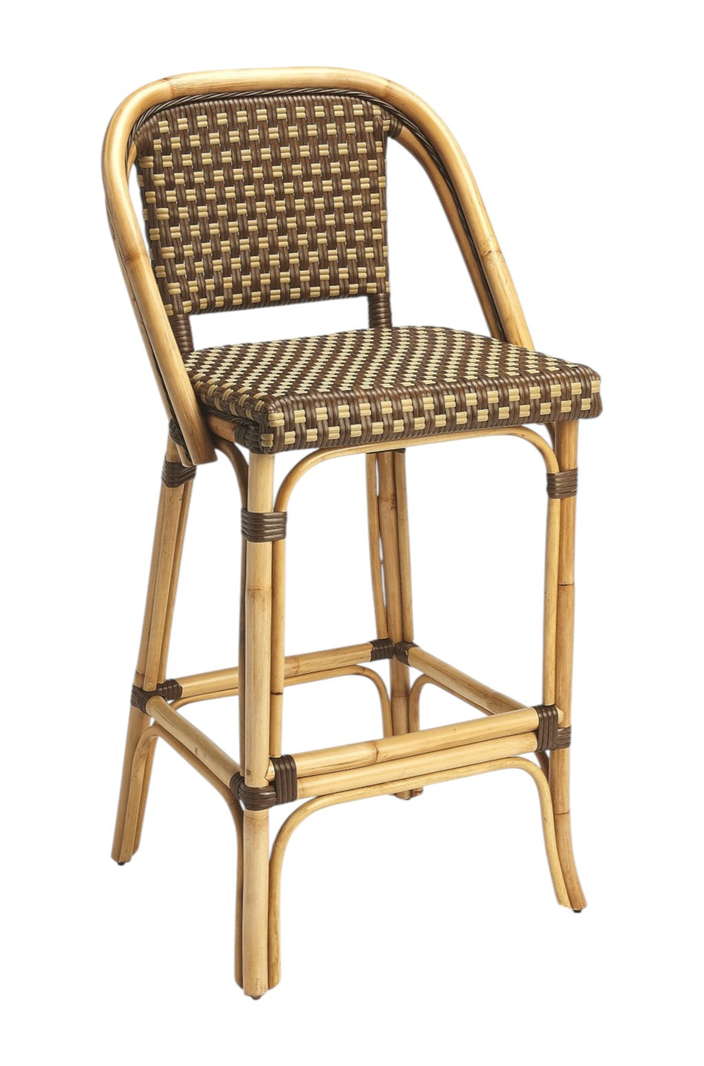 28" Brown Rattan Counter Height Bar Chair-Bar Chairs-DECOROLALA