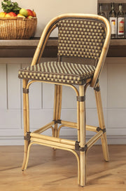 28" Brown Rattan Counter Height Bar Chair-Bar Chairs-DECOROLALA