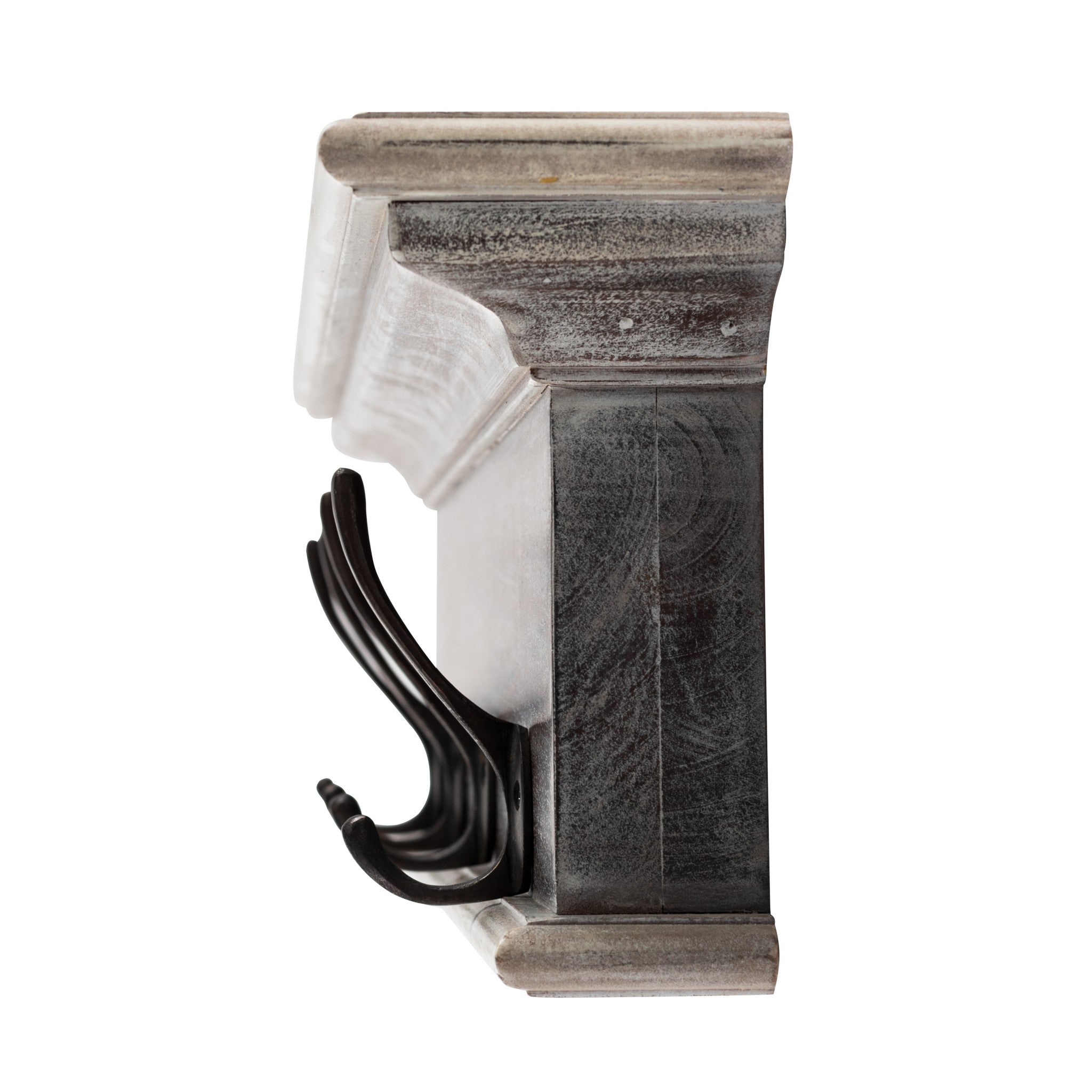 28" Brown Solid Wood Four Hook Wall Mount Coat Rack-Coat Hangers-DECOROLALA