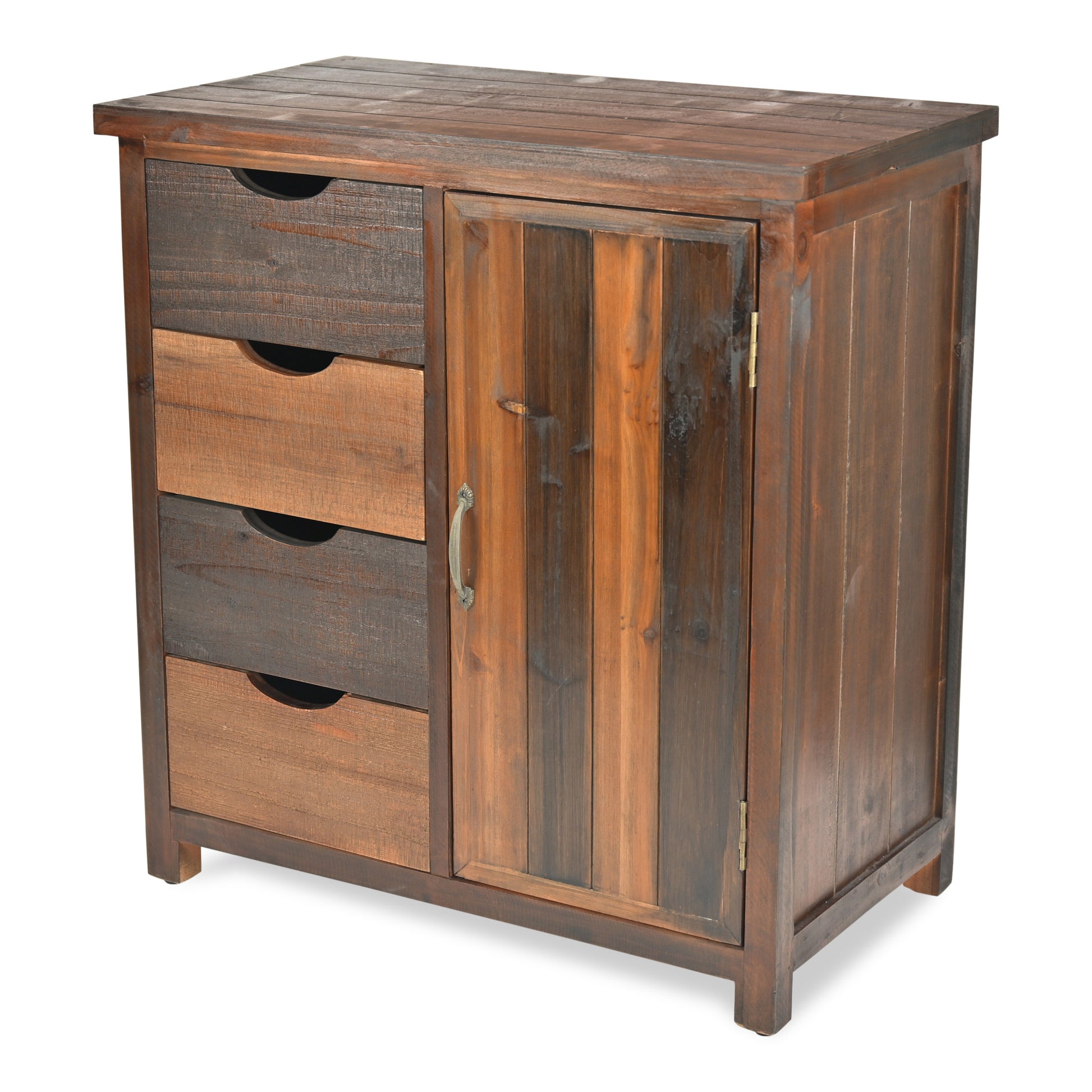 28" Brown Wood Four Drawer Sideboard-Sideboards-DECOROLALA