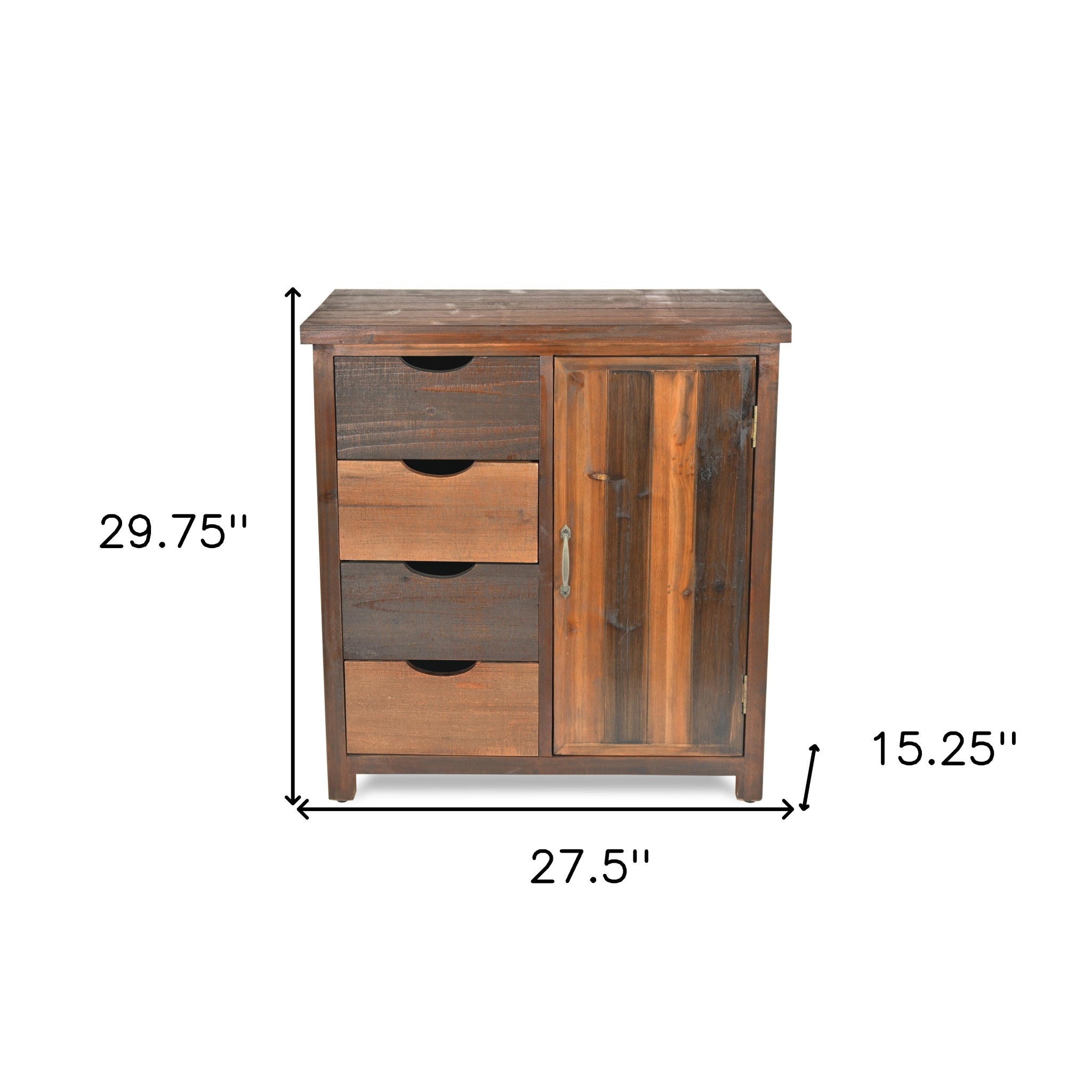 28" Brown Wood Four Drawer Sideboard-Sideboards-DECOROLALA