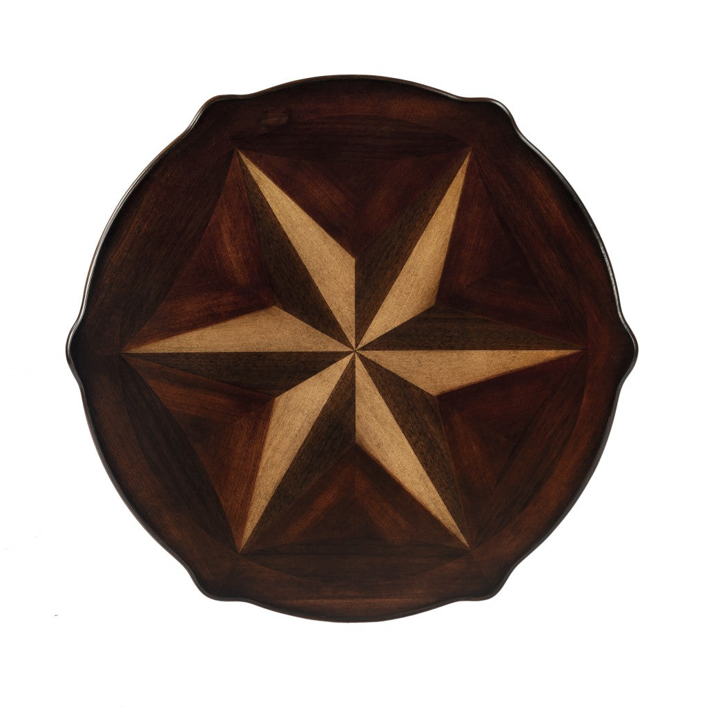 28" Brown Wood Round Coffee Table With Shelf-Coffee Tables-DECOROLALA