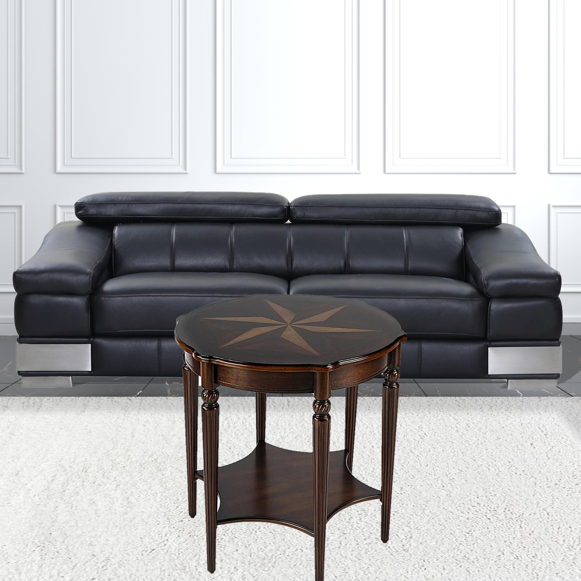 28" Brown Wood Round Coffee Table With Shelf-Coffee Tables-DECOROLALA