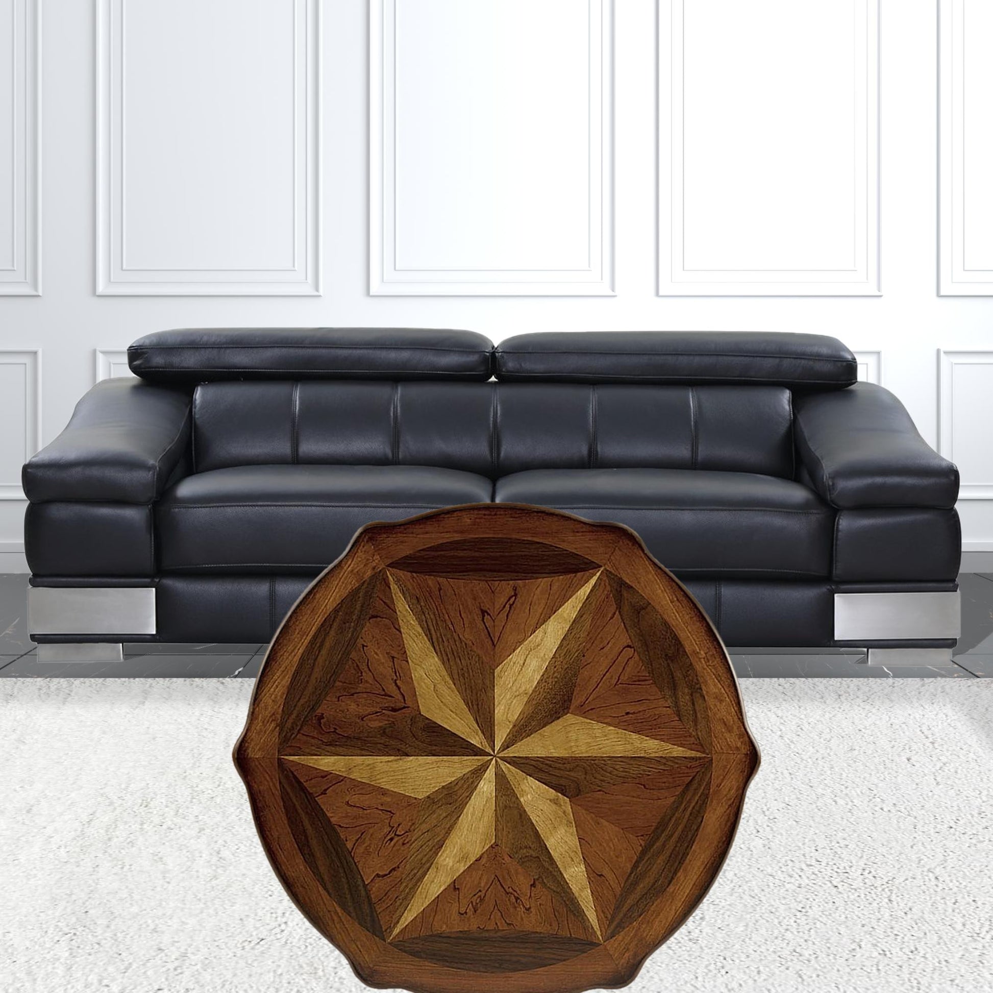 28" Brown Wood Round Coffee Table With Shelf-Coffee Tables-DECOROLALA