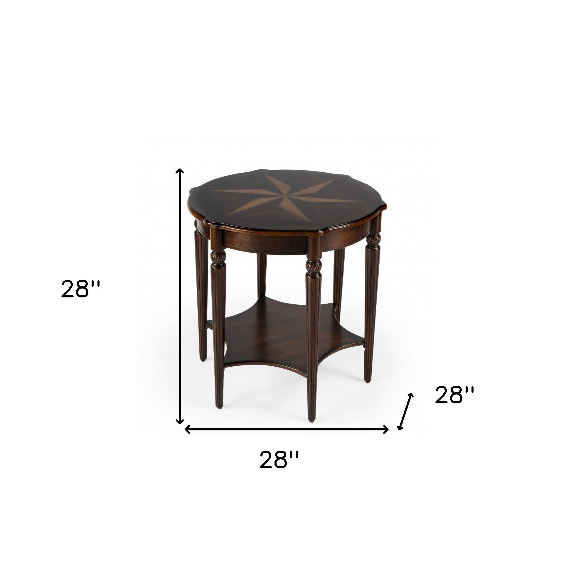 28" Brown Wood Round Coffee Table With Shelf-Coffee Tables-DECOROLALA