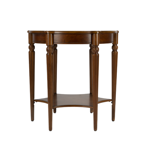 28" Brown Wood Round Coffee Table With Shelf-Coffee Tables-DECOROLALA