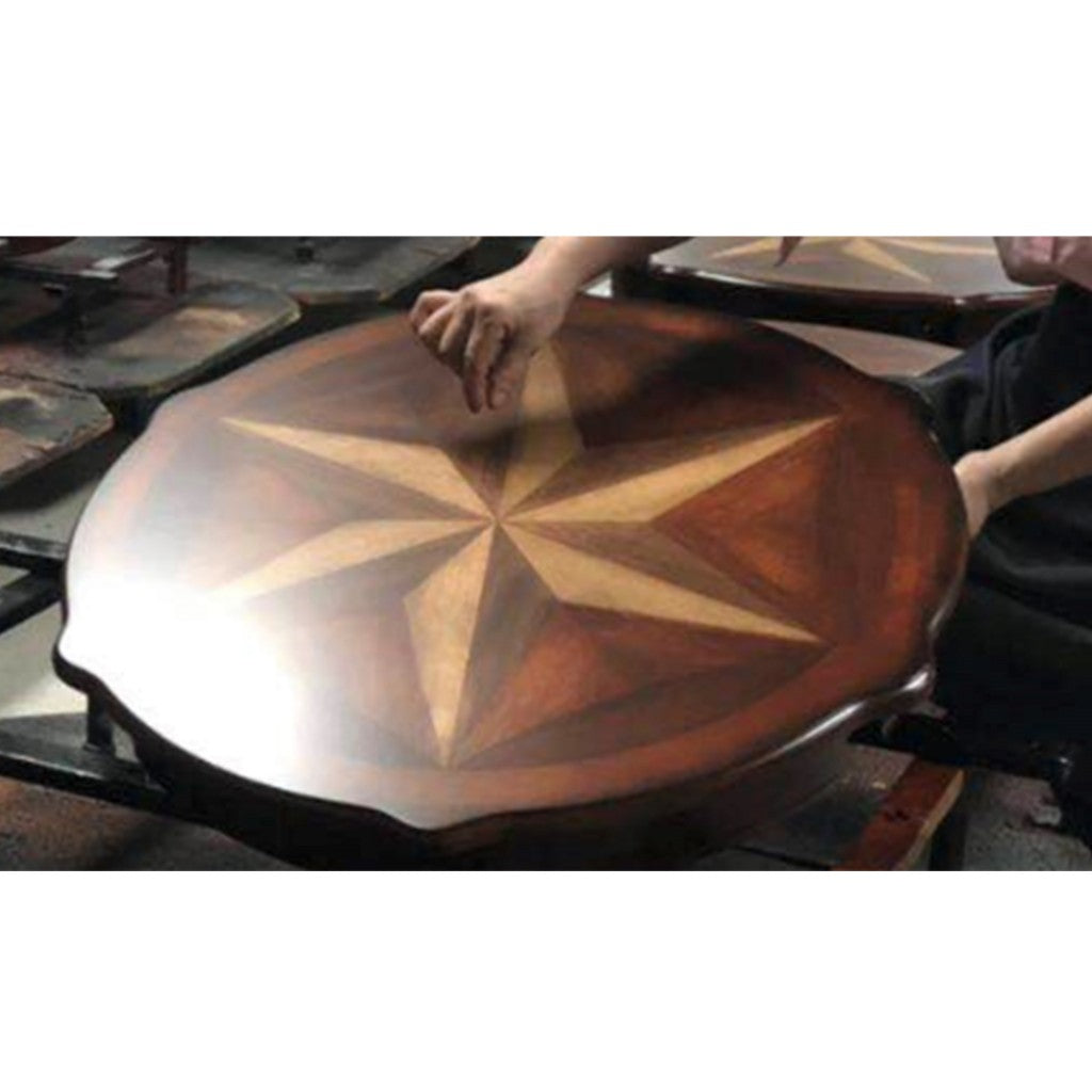 28" Brown Wood Round Coffee Table With Shelf-Coffee Tables-DECOROLALA