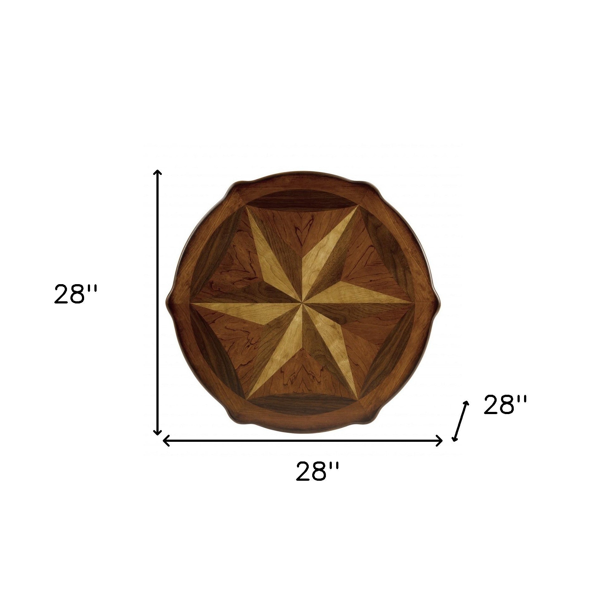 28" Brown Wood Round Coffee Table With Shelf-Coffee Tables-DECOROLALA