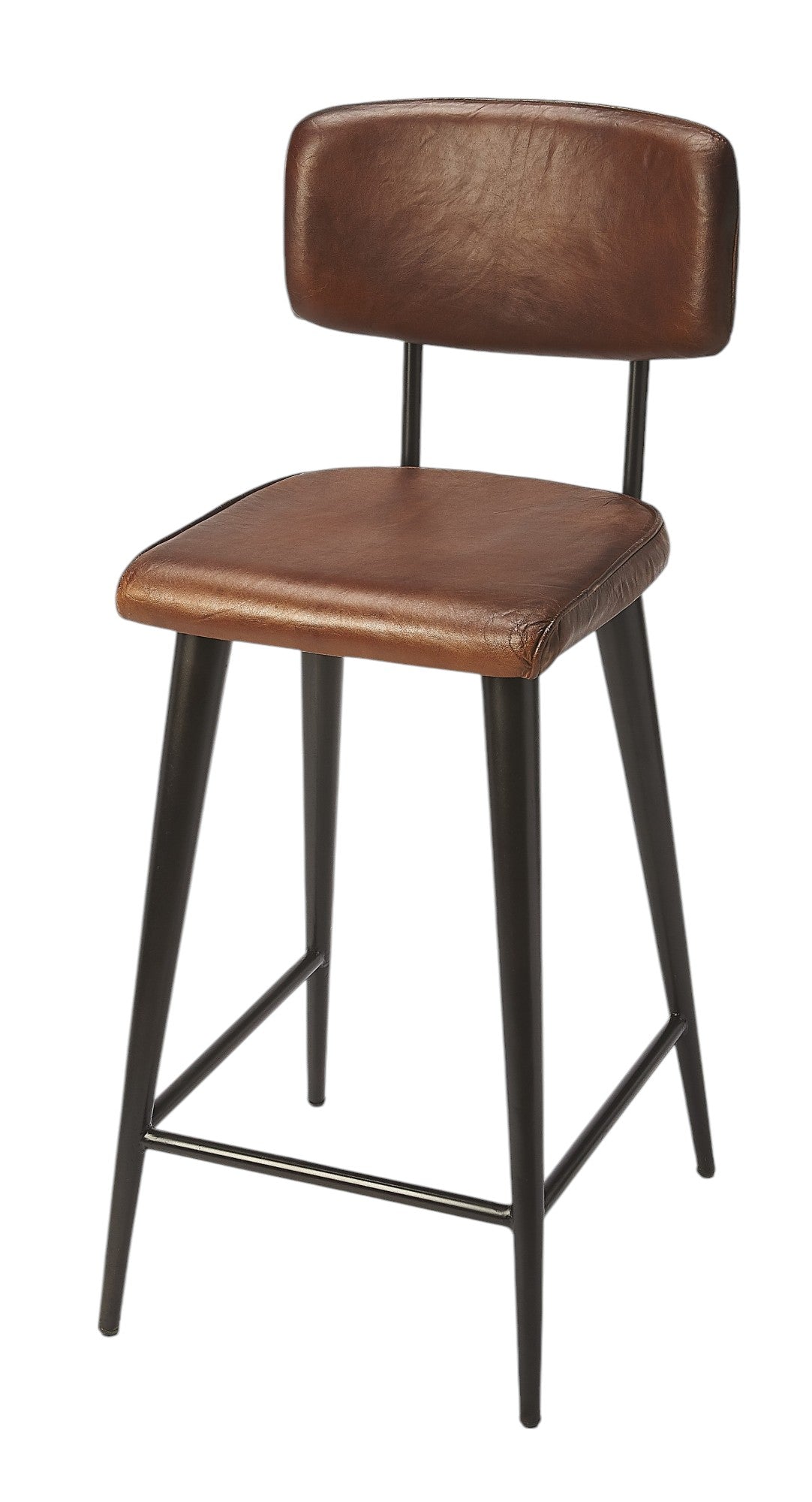 28" Brown and Black Iron Bar Chair-Bar Chairs-DECOROLALA