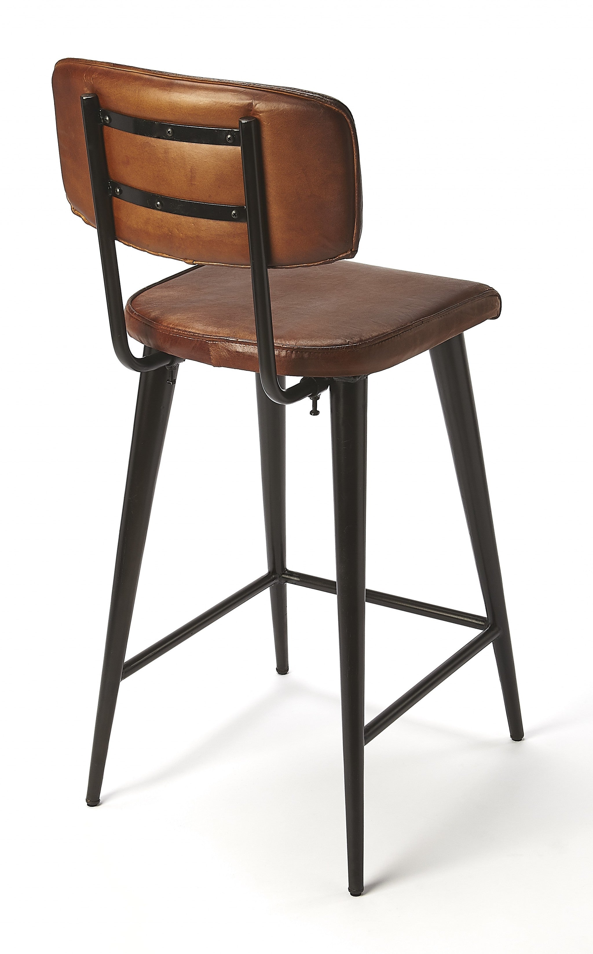 28" Brown and Black Iron Bar Chair-Bar Chairs-DECOROLALA