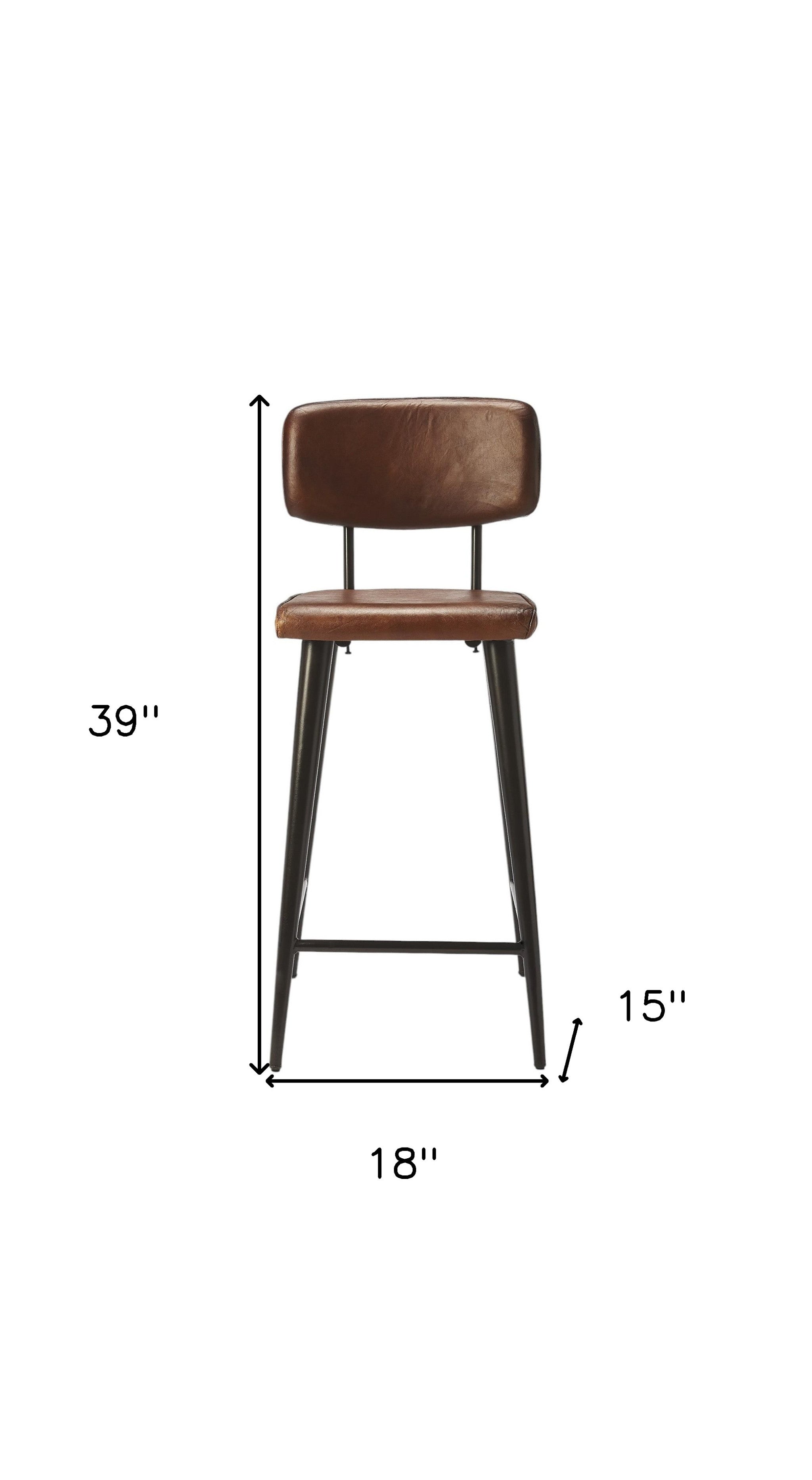 28" Brown and Black Iron Bar Chair-Bar Chairs-DECOROLALA