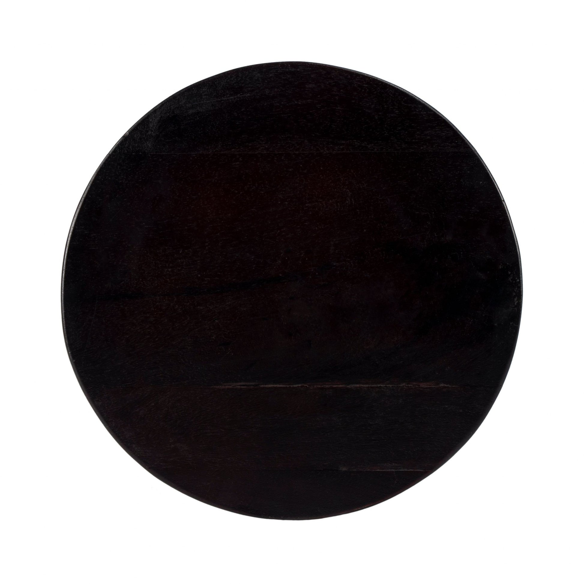 28" Brown and Black Manufactured Wood and Iron Backless Swivel Bar Chair-Bar Chairs-DECOROLALA