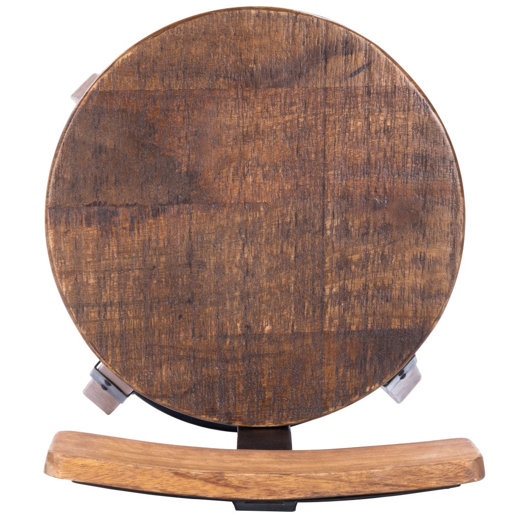 28" Brown and Natural Solid Wood and Iron Bar Chair-Bar Chairs-DECOROLALA