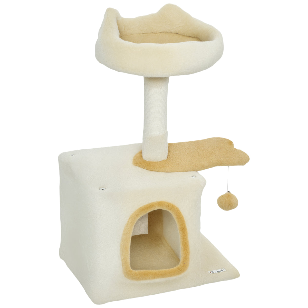 28" Cat Tree Tower with Condo and Sisal Scratching Post - Beige-Cats-DECOROLALA