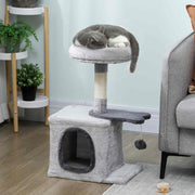 28" Cat Tree Tower with Condo and Sisal Scratching Post - Light Grey-Cats-DECOROLALA