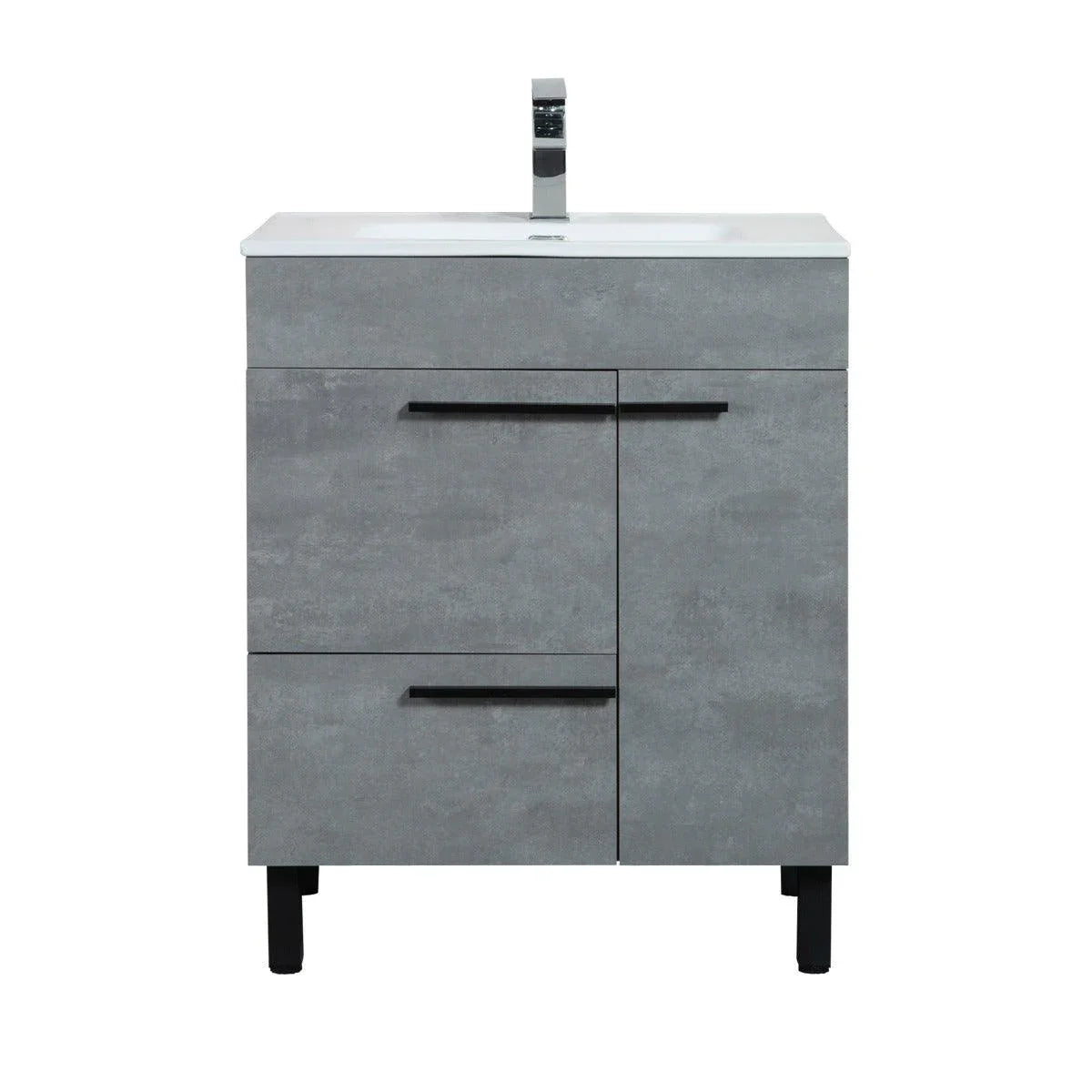28" Cement Freestanding Single Sink Bathroom Vanity with White Ceramic Countertop Odessa-Migration_Bathroom Vanities-DECOROLALA