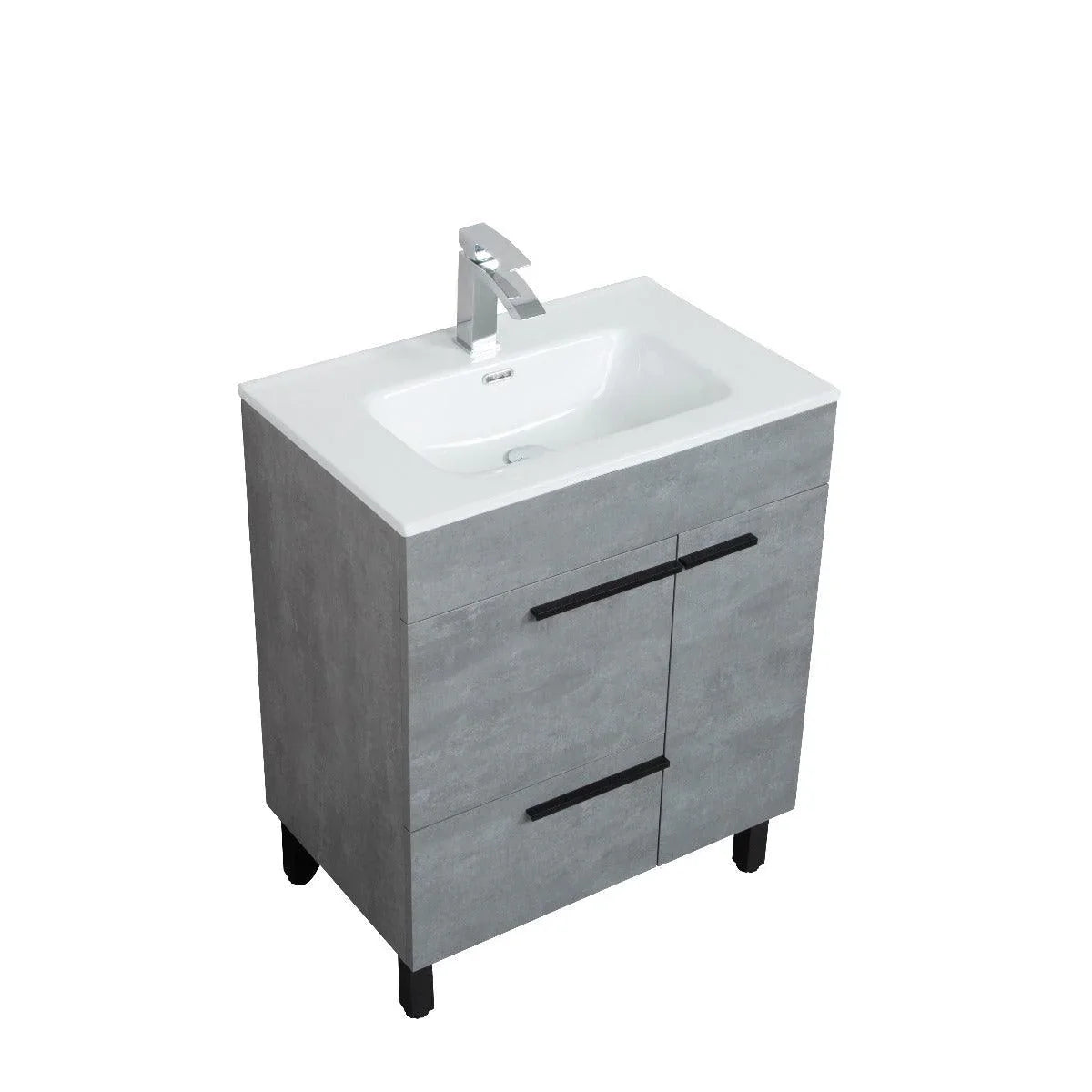 28" Cement Freestanding Single Sink Bathroom Vanity with White Ceramic Countertop Odessa-Migration_Bathroom Vanities-DECOROLALA