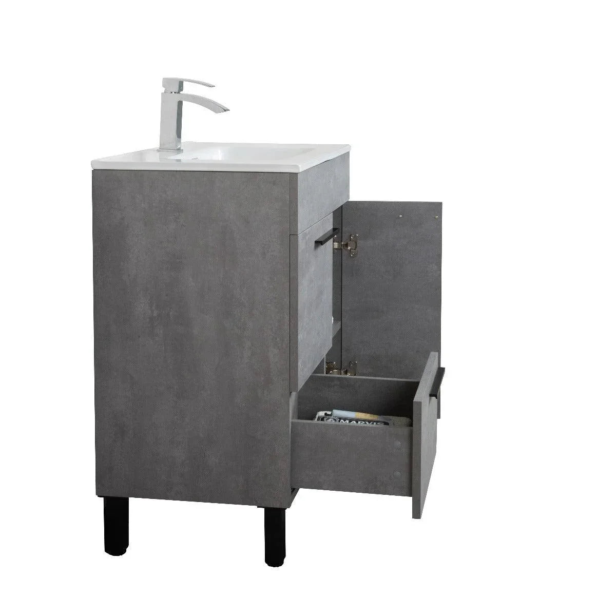 28" Cement Freestanding Single Sink Bathroom Vanity with White Ceramic Countertop Odessa-Migration_Bathroom Vanities-DECOROLALA